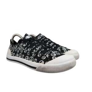 Union Bay Shoes Womens 6.5 Slip On Sneaker Flight Peace Casual Canvas Black Flat